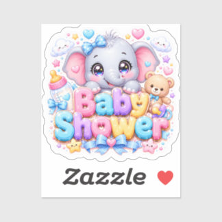 Sticker Mignon Kawaii Éléphant Rose Pastel pour Baby Showe