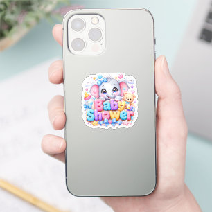 Sticker Mignon Kawaii Éléphant Rose Pastel pour Baby Showe
