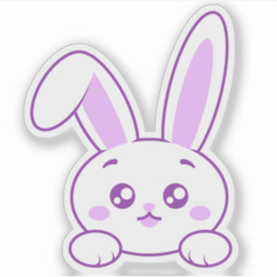Sticker Mignon Kawaii Pastel Violet Lapin aux Pattes qui A