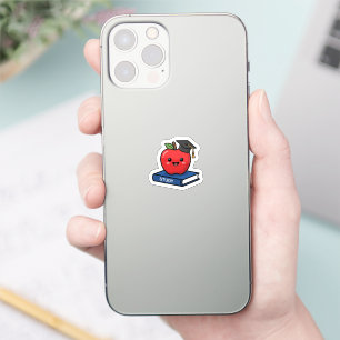 Sticker Mignon Kawaii Pomme Rouge Portant une Casquette de