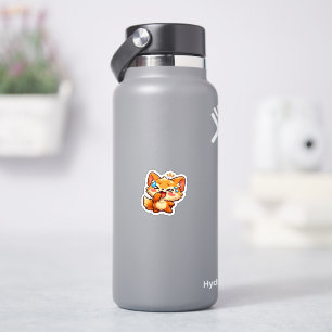 Sticker Mignon Kawaii Renard Orange Rire et Pleurs de Joie