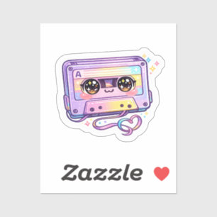 Sticker Mignon Kawaii Rétro Cassette Bande Passé Violet Mu