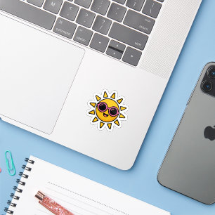 Sticker Mignon Kawaii Soleil Rétro Portant des Lunettes de