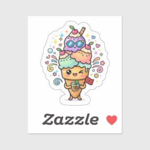 Sticker Mignon Kawaii Thé à la Menthe Glacé Marocain Été B