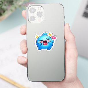 Sticker Mignon Kawaii Triste Slime Bleu qui pleure avec un