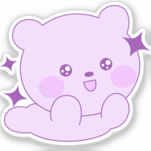 Sticker Mignon Ourson Mignonne Pastel Violet Étincelle Per