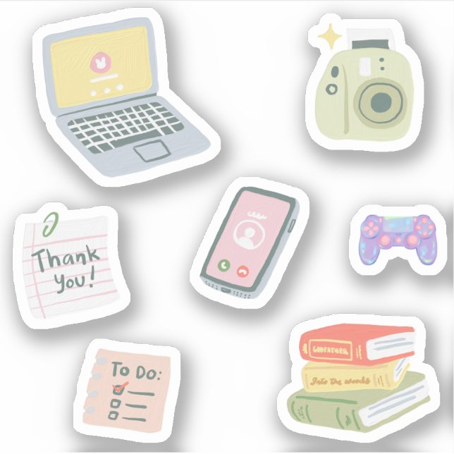 Sticker mignon pack de Merci tendance de (Devant)
