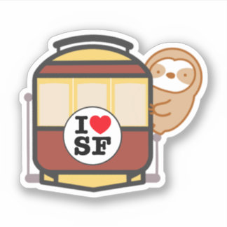 Sticker Mignon paresseux du tramway de San Francisco