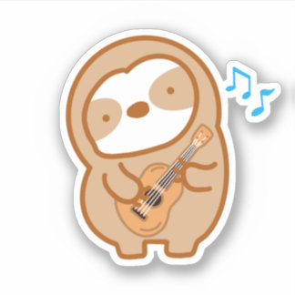 Sticker Mignon paresseux ukulele 