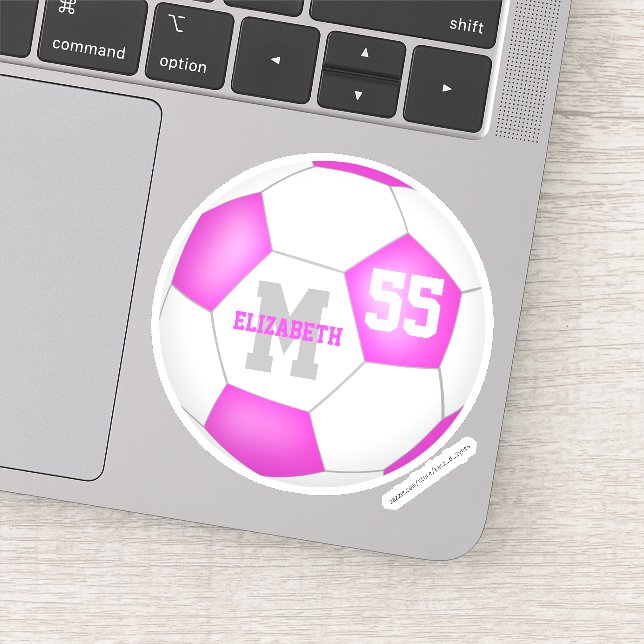 Sticker mignon rose blanc personnalisé filles soccer (Détail)