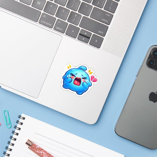 Sticker Mignon Slime Kawaii Triste Bleu qui Pleure avec un