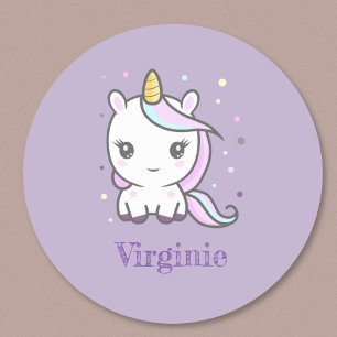 Sticker mignon Unicorn violet