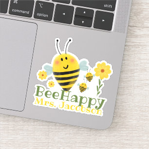 Sticker Mignonne Bee Happy Enseignant Dit Aquarelle Abee