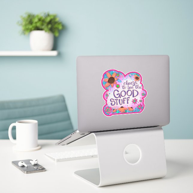 Sticker Mignonne Chic Fille Rose Inspirivity (Ordinateur portable sur le bureau)
