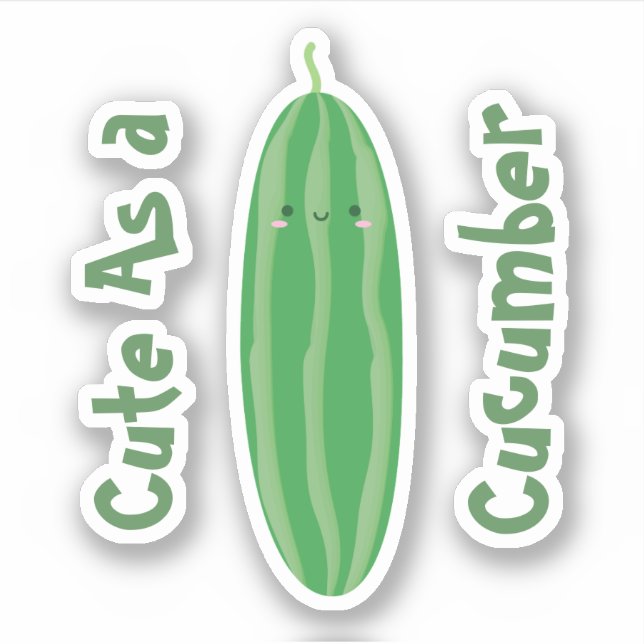 Sticker Mignonne comme un concombre drôle Kawaii Cool Cute (Devant)