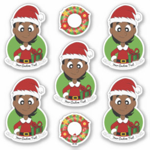 Sticker Mignonne fille avec cheveux noirs court vacances d
