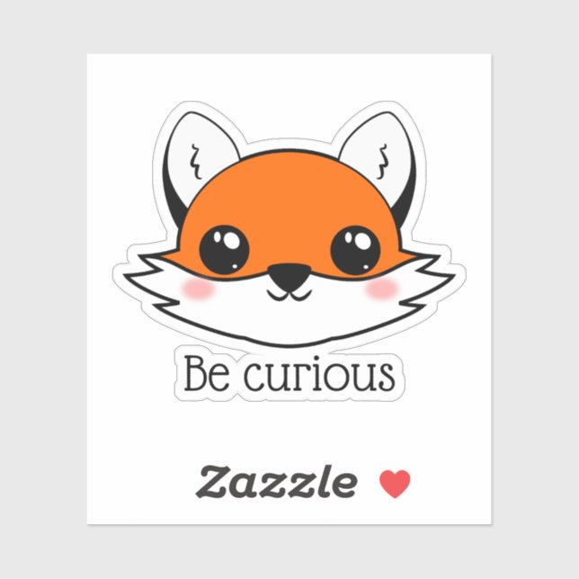 Sticker Mignonne Fox Face Soyez Curieux (Feuille)