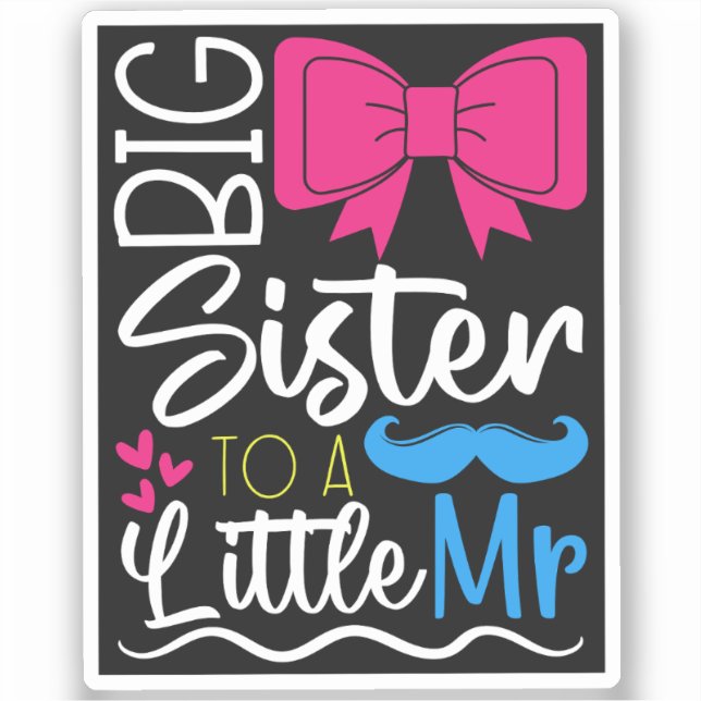 Sticker Mignonne Grande Soeur à une Petite Soeur pour les  (Recto)