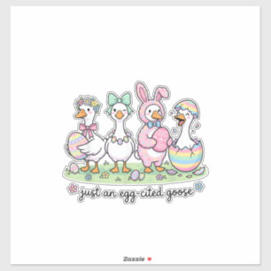 Sticker Mignonne juste une oie excitée jour de Pâques fill