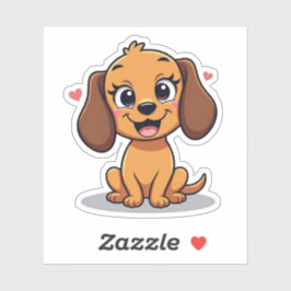 Sticker Mignonne Kawaii Dachshund, Visage Endurant, Petit