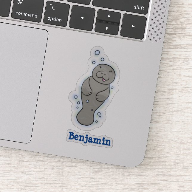 Sticker Mignonne manatée bébé avec bulles illustration (Détail)
