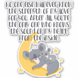 Sticker Mignonne Mère Bébé Koala Porte une citation inspir
