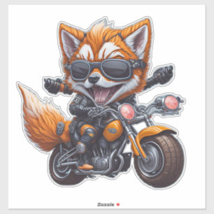 Sticker Mignonne moto souriante Fox équitation