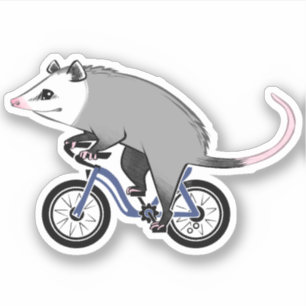 Sticker Mignonne Opossum Sur Un Vélo