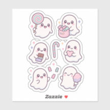 Mignons fantômes bonbons Kawaii Pack d'autocollant
