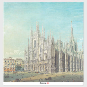 Sticker Milan Piazza du Duomo années 1850 par Carlo Bossol