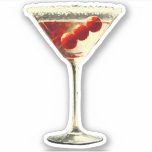 Sticker Milieu du siècle moderne Cranberry Martini