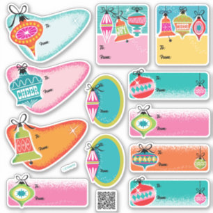 Sticker Milieu du siècle moderne ornements de Noël Étiquet