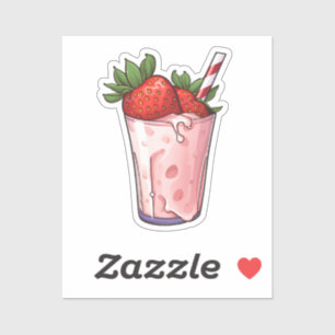 Sticker Milkshake de fraise de dessin animé
