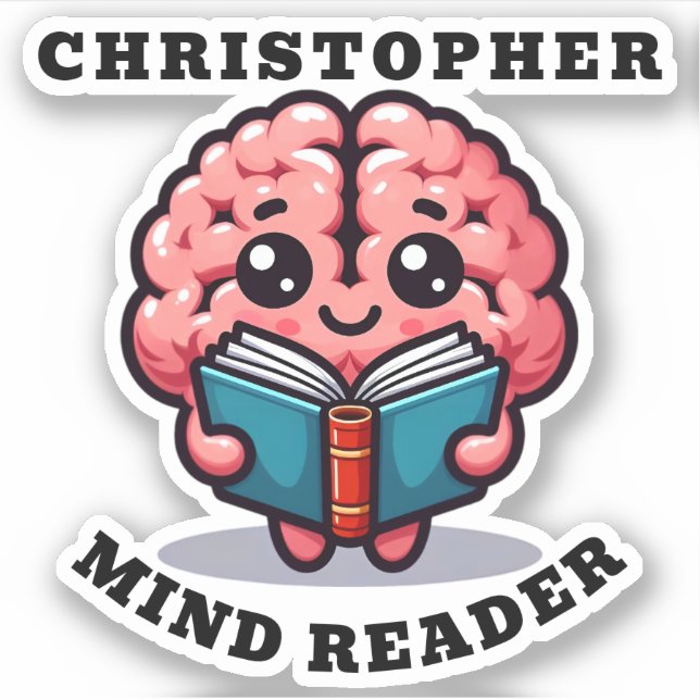 Sticker Mind Reader Funny Pun avec nom (Devant)