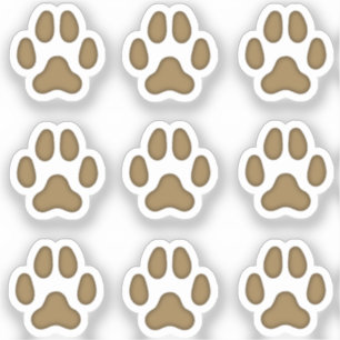 Sticker Mini Empreintes de pattes Chien Brown Titres d'ani