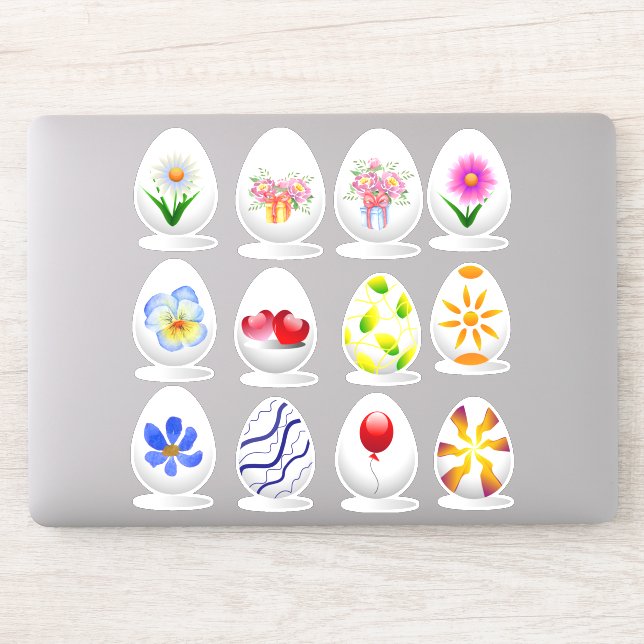 Sticker Mini mignon Happy Fleurs de Pâques dessin animé (Ordinateur)