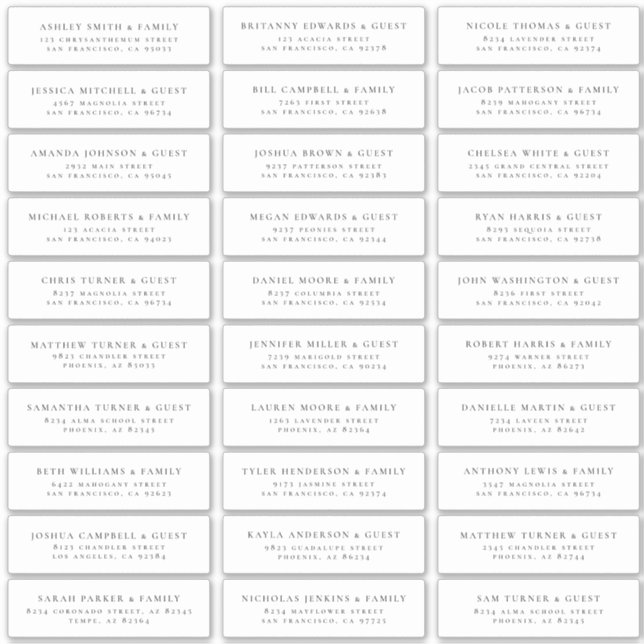 Sticker Mini moderne Elégant Nom d'invité Adresse (Devant)