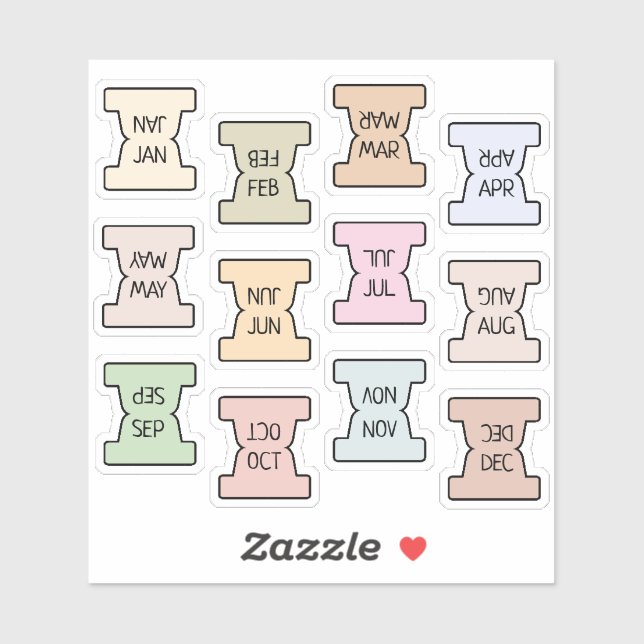 Sticker Mini Monthly Index Tab Pastel Bujo Planner Folded  (Feuille)