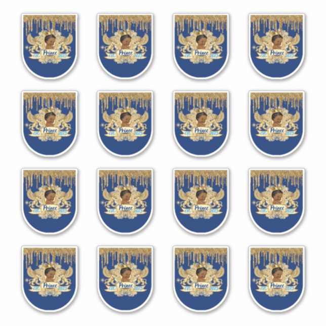 Sticker Mini Sanitier Royal African Prince Blue & Gold (Devant)