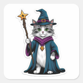 Sticker Mini-Zauberkatze mit magischem Stab