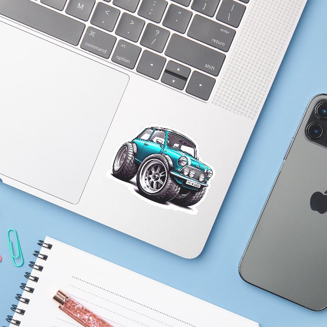 Sticker Minicar (Ordinateur portable avec iPhone)