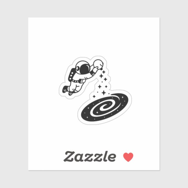 Sticker "Minimalist Astronaut Pouring Stars into Galaxy" (Feuille)