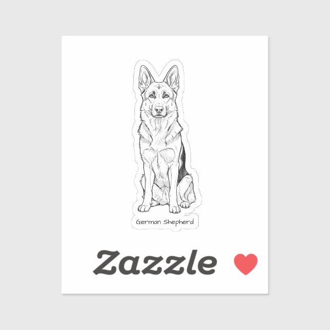 Sticker Minimalist German Shepherd Dog Line Art  (Feuille)