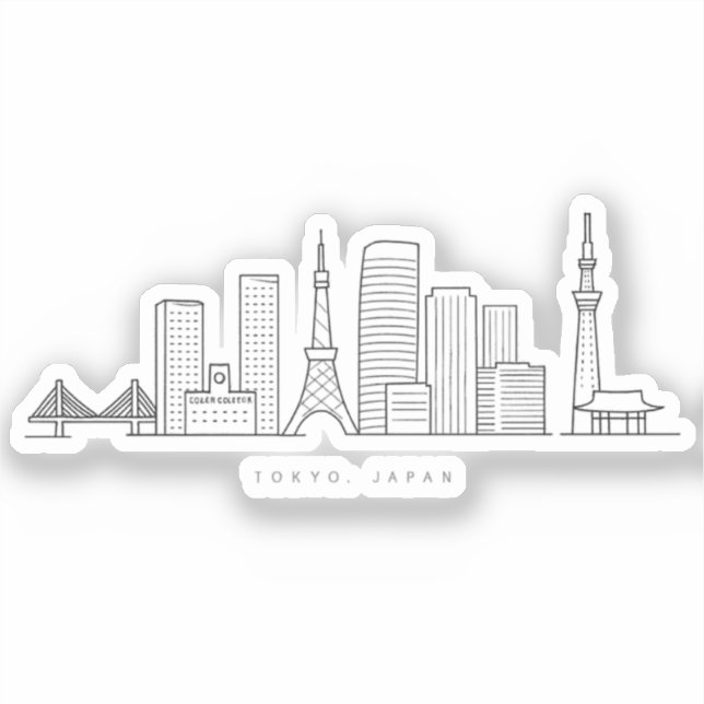 Sticker Minimalist Tokyo Skyline Illustration (Recto)