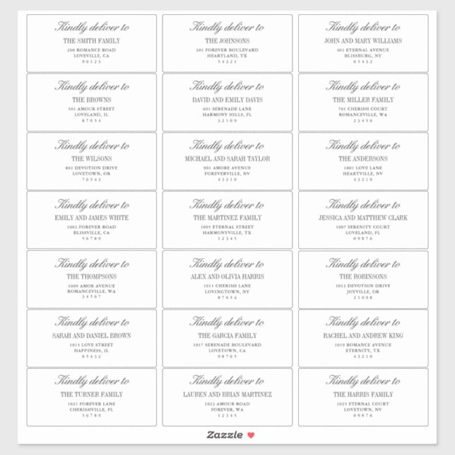 Sticker Minimlaist White Wedding Guest Address Labels  (Feuille)