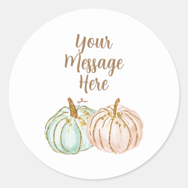 Sticker Mint and Peach Citrouille Votre message ic (Devant)