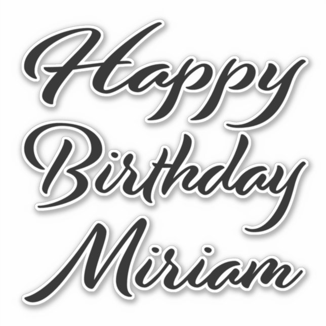 Sticker Miriam Nom Prénom Anniversaire de la Broderie noir (Devant)