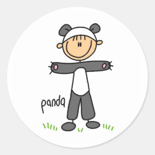 Sticker mit Stockfigur im Panda-Anzug