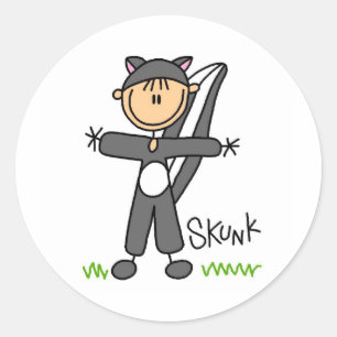 Sticker mit Stockfigur im Skunk-Anzug