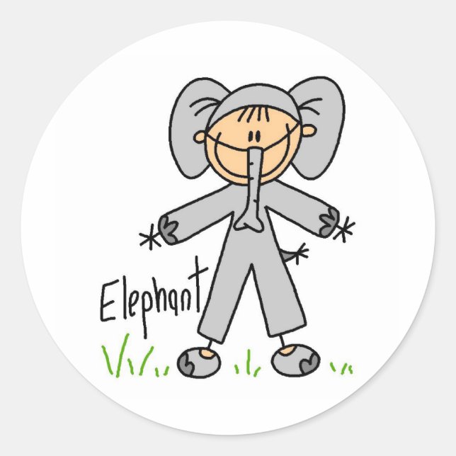 Sticker mit Strichmännchen im Elefantenkostüm (Vorderseite)